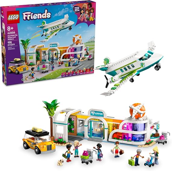 LEGO Friends Heartlake City Airport and Airplane Toy Building Set - Pretend Play for Kids, Girls and Boys, Ages 8+ with 7 Minidolls, Taxi, Dog Figure and More - Gift Idea for Birthday - 42656