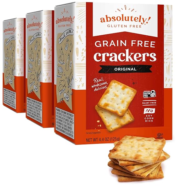 Absolutely Gluten Free Original Crackers, 4.4oz (12 Pack) | Grain Free Crackers | Dairy Free | No Soy, Corn or Rice