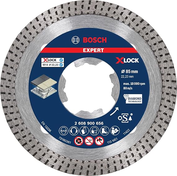 Bosch Professional 1x EXPERT HardCeramic X-LOCK Elmas Kesme Diskleri (Sert fayanslar, Sert taş, Ø 85 mm, Aksesuar Küçük Avuç Taşlama Makinesi)