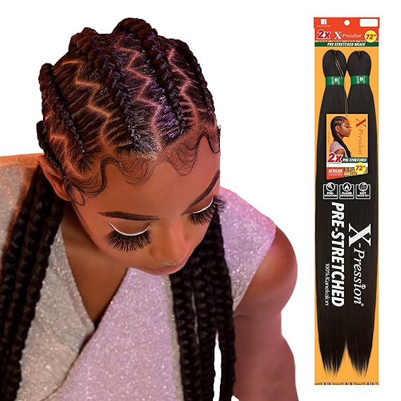 Sensationnel X-pression prestretched braiding hair - 2x xpression 72 inch all kanekalon flame retardant synthetic braid in hair extensions - 2X 72 Inch (1 pack, SM1B/27)