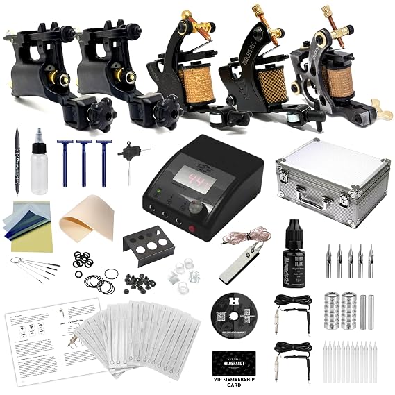 Tattoo Kit w/Traditional Coil Machines - Liner Shader - TKI5CCBLK