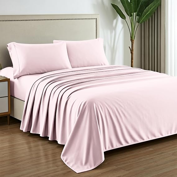 Mayfair Linen 100% Egyptian Cotton Sheets Full Size - Luxury 1000 Series Grandiose Collection Sheets Full Size (4 PC, Blush), Soft, Breathable Extra Long Staple 16" Deep Pocket Hotel Sheet Set