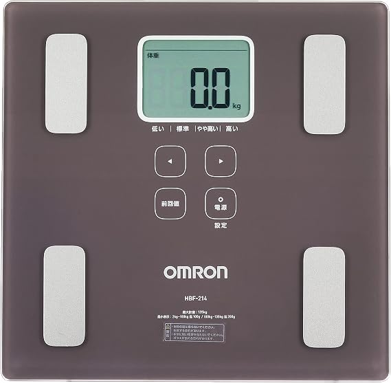 Omron HBF-214-BW Weight and Body Composition Monitor, Body Scan, Brown