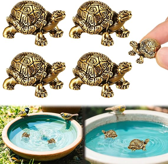 4 Pcs Mini Turtle Copper Bath Disk Ornaments