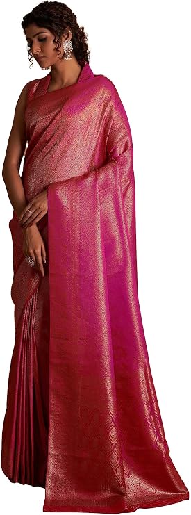 Vardha Sarees for Women Indian Banarasi Art Silk Woven Zari Sari | Diwali Rakhi Gift Saree & Unstitched Blouse