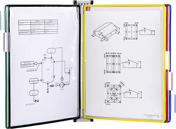 Tarifold Wall Mount Reference & Display System, 5 Double-Sided PVC Pockets, 10 Sheet Capacity, Anti-Glare Display, Durable Steel Wire Frames, Expandable, Letter-Size, Assorted Colors