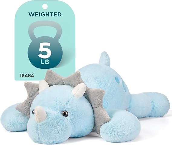 IKASA 5lbs Weighted Stuffed Animal Triceratops Plush Toy, Heavy Plushie