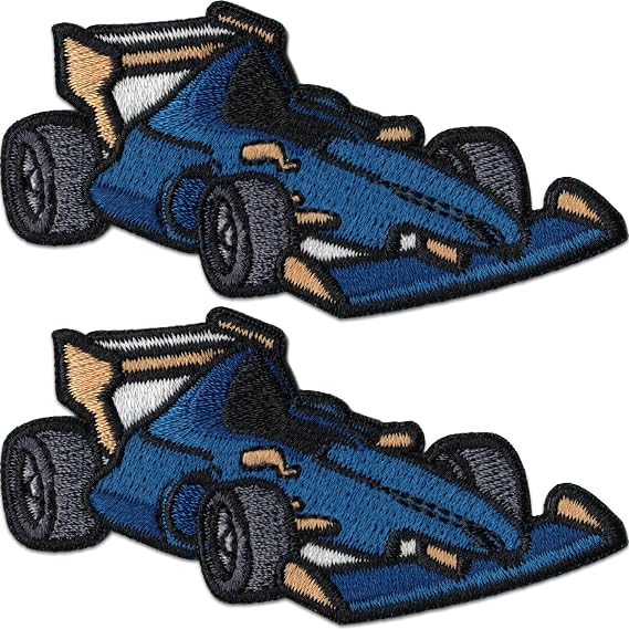 Laughing Lizards Formula One Race Car Patches (2-Pack) F1 Racing Iron On Patches, Iron, Sew, or Glue onto Clothing, Pants, Jackets, Shirts, Backpacks, Etc. (F1 Car)