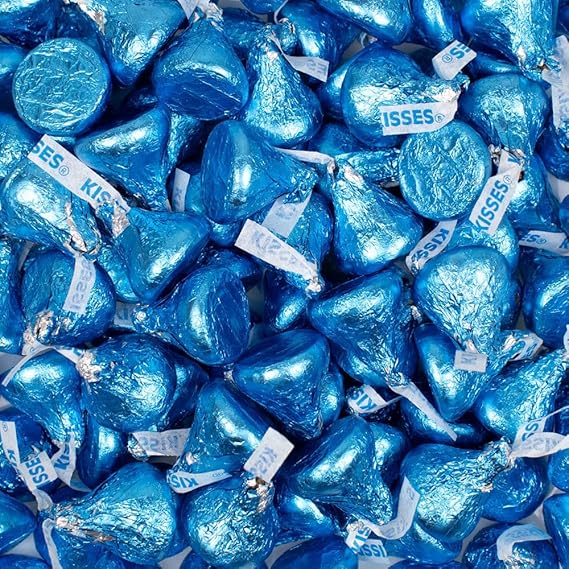 90Ct Blue Milk Chocolate Bulk Kisses by Just Candy (Approx. 90 Pieces)
