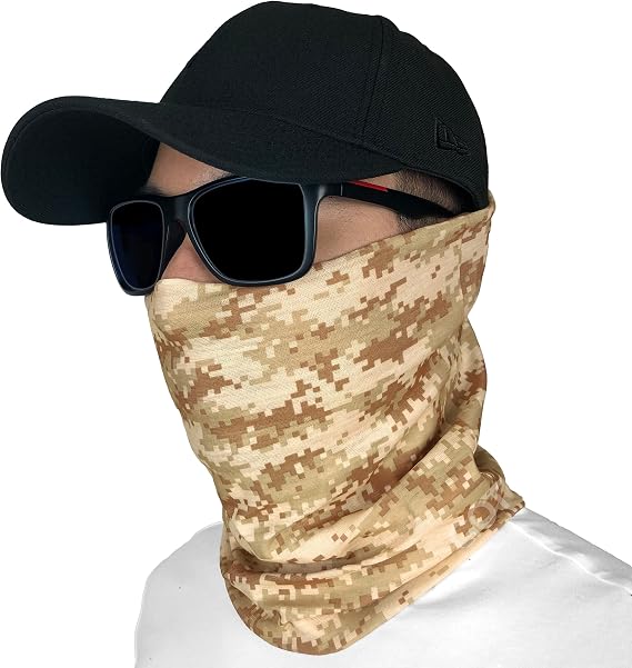 Fishing Face Mask Neck Gaiter - UV Sun Protection Cover for Men Women | Moisture-Wicking, Quick-Drying, Lightweight, Camo Design, Multi-Style Headwear, SPF Sun Shield