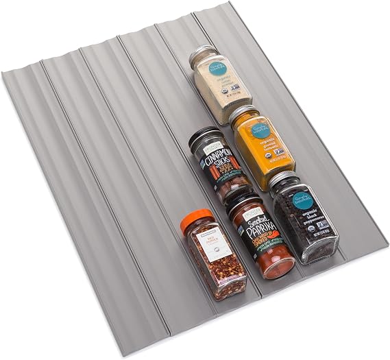 YouCopia SpiceLiner Spice Rack Drawer Organizer (Universal Fit 10 Roll),Gray