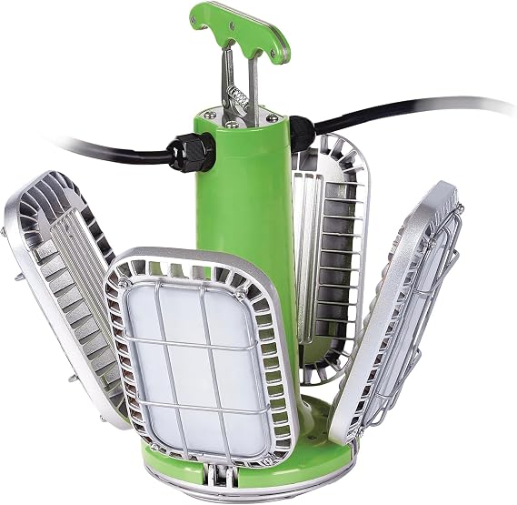 PowerSmith PTLK516-130 16,000 Lumen Temporary LED Work Light with 4 PIVOTING Panels, Quick-Mount Metal Hook, and 10 ft Power Cord-6 Unit Linkable