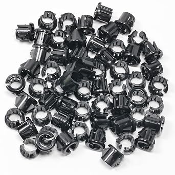 EASYEAH 3/8"(10mm) Opened Black Snap-in Knockout Insulating Bushing, Plastic Cable Hole Grommets for Wiring, Round Nylon Snap in Locking Electrical Wire Cord Hose & Tubing Bushings Grommets, 60 pcs