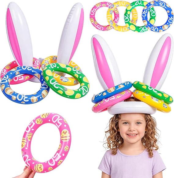 Max Fun Easter Bunny Inflatable Ring Toss Games for Kids
