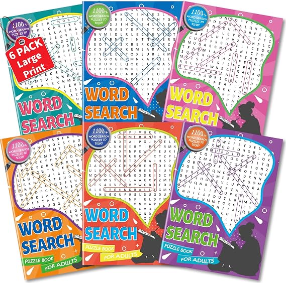 Kalysky 6Pack Large Print Word Search Puzzle Books
