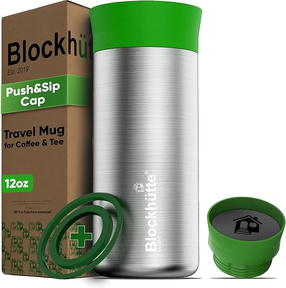Blockhutte Stainless Steel Coffee Mug with Lid 12oz, Travel Cups insulated for hot and cold, Travel Coffee Mug 8h Hot, Tea Thermos Insulated, Leak Proof Thermal slm Tumbler