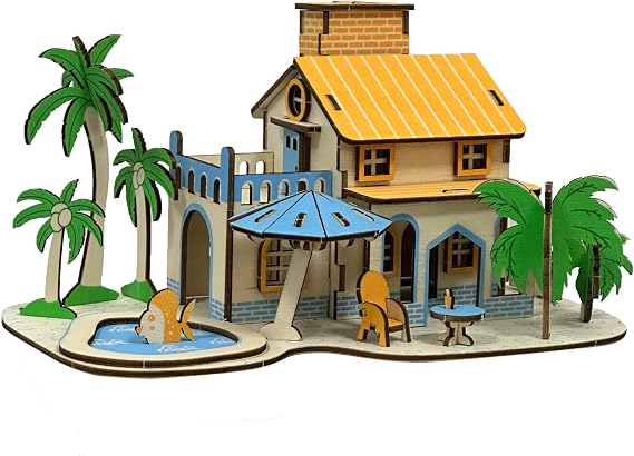 Log Cabin Mini House 3D Wooden Puzzle Building Kit for Adults Teens
