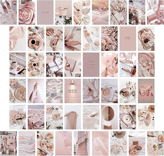 Daleweo 50 Pack Aesthetic Wall Collage Kit, Vintage Pink Room Decor Posters Set, Aesthetic Bedroom Decor Picture Cards for Aesthetic Decoration, Aesthetic Posters, Photo Display for Room Decor
