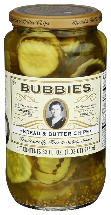 Bubbies Bread & Butter Pickle Chips 33 oz Glass Jar