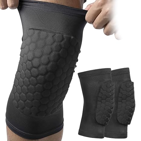 Linkidea Honeycomb Basketball Volleyball Knee Pads for Kids Youth, Football Knee Protective Sleeves, Breathable and Easy to Put On (1 Pair/Black/S)