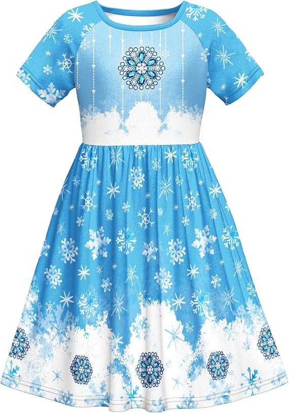 LQSZ Girls Nightgown Princess Pajamas Dress for Toddler Kids 3-10Y
