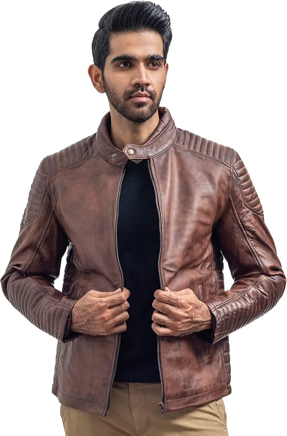 Men's Brown Classic Distressed Leather Jacket