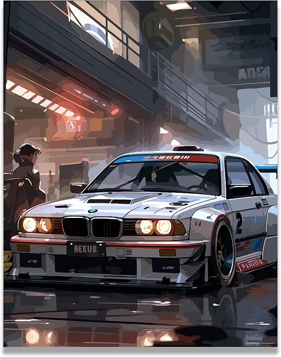Inspirational Wall Art Co. - Enthusiast | 1984 BMW E30 M3 Poster - Car Posters for Boys Room - Car Wall Decor - Car Room Decor - Car Posters for Men | 11x14 Inches Unframed