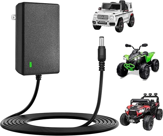 24V Battery Charger for Ride On Toys Compatible with Power Wheels, Kids Ride On Cars, Electric ATVs, Lamborghini, Jeep, Mario Kart, 24V Battery for Ride On Toys DC Charger for 24 Volt Vehicles