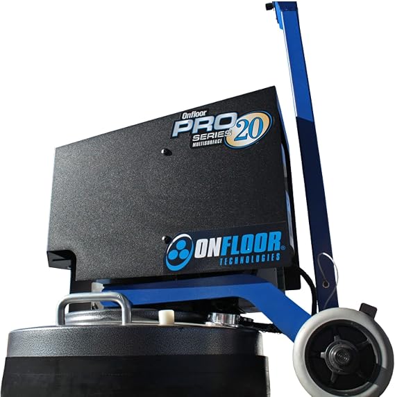 Onfloor 20 Inch Vari-Speed Floor Resurfacing System. Excellent for Grinding, Honing, Maintaining, Polishing, Mastic and Coating Removal, Restoring, and Sanding. 5 HP, 208-240V Motor. Made In the USA