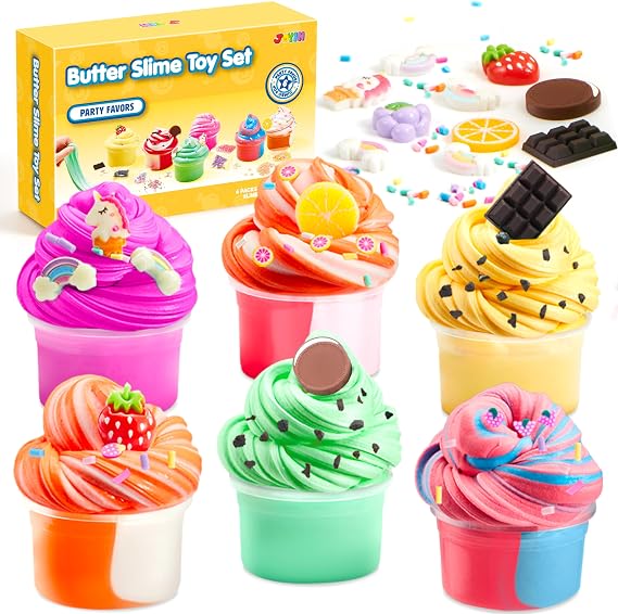 JOYIN 6 Pack Butter Slime Kit Party Bag Fillers, Cloud Slime Kit, Non-Sticky, Slime for Girls and Boys,Slime Party Bag Fillers Birthday Toys Gifts for Kids