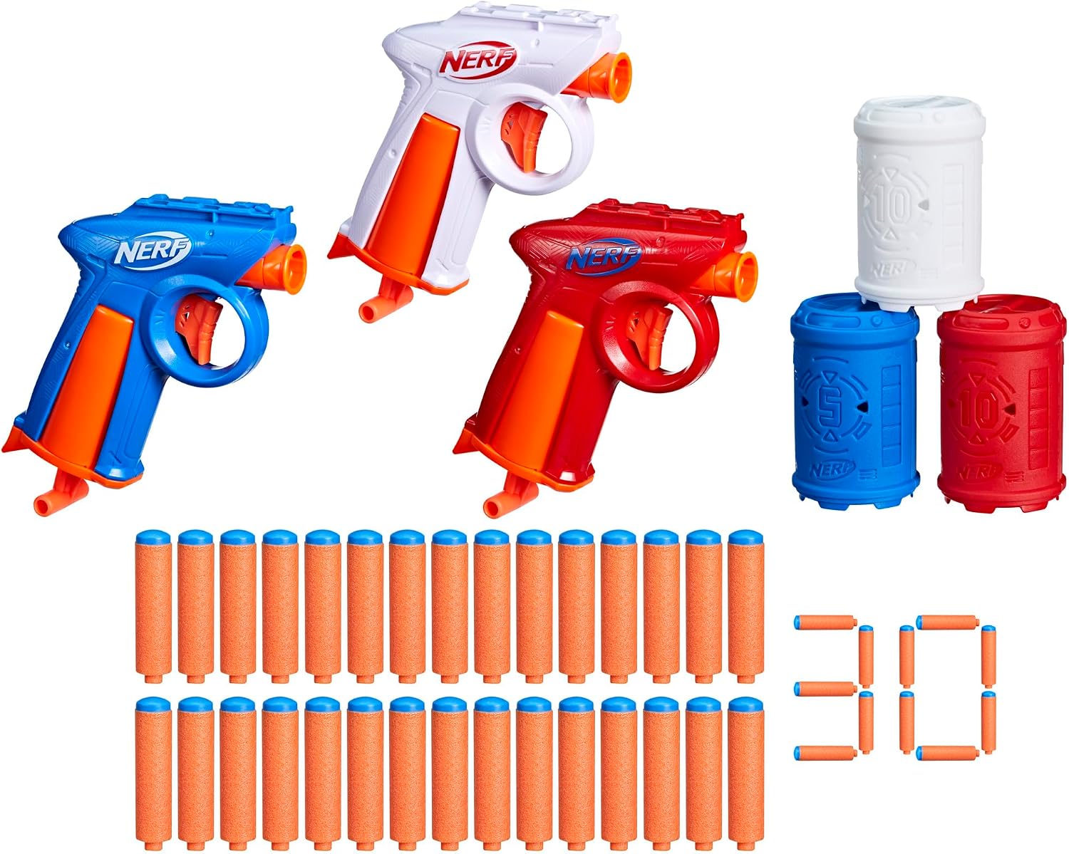Nerf N Series Backyard Triple Pack, Includes 3 Flex Blasters, 3 Targets, 30 N1 Darts, Christimas Stocking Stuffer Gifts, Ages 8