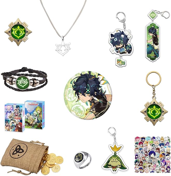 AnimeBrooches for Kids Gift Set, AnimePins for Cosplay, Anime Kinich, Anime Merch Box, AnimePlush Doll for Boys and Girls, Natlan