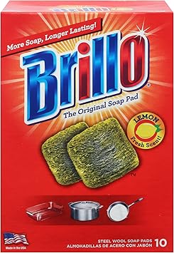 Brillo Steel Wool Soap Pads, Lemon, 10-Count