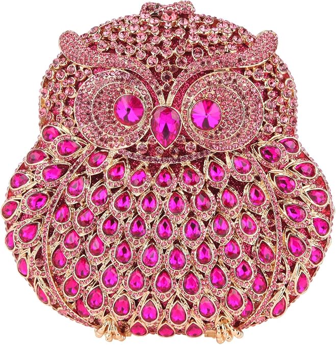 Fawziya Owl Purse With Chain Clutch Evening Bag Crystal Handbag