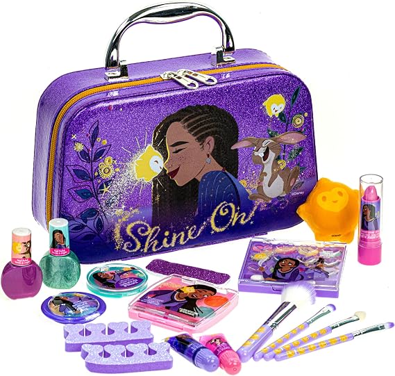 Disney Wish Fashion Purse Set With Nail Polish, Nail File, Lip Gloss, Lip Stick, Lip Balm, Crown, Eyeshadow, Brushes, and More, Ages 3+, for Parties, Sleepovers & Makeovers by Townley Girl