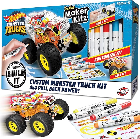BLADEZ Hot Wheels Custom Make Your Own Monster Truck with Pull Back Motors