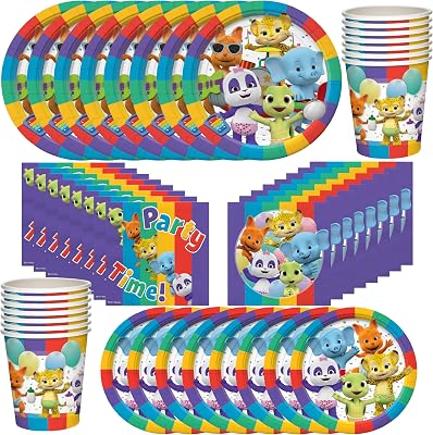 Treasures Gifted Officially Licensed Jim Hensons Word Party Birthday Supplies - Serves 16 Guests Dinnerware Classic Set Word Party Birthday Decorations - Word Party Decorations Plates Napkins & Cups