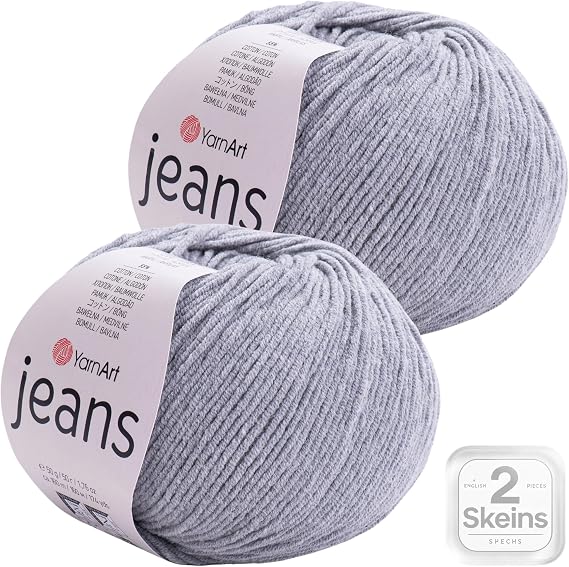 YarnArt Jeans Yarn - 2 Skein Pack, 55% Cotton 45% Acrylic, 100g (350 yds), Sport Weight Yarn for Knitting, Crochet & Amigurumi, Soft & Durable (Color: 46)