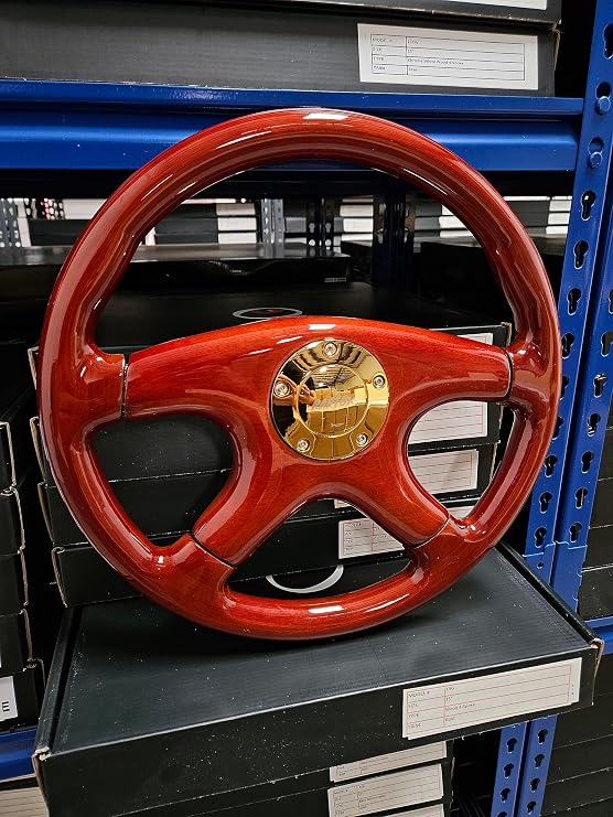 Raptor 15" Mahogany Wood Steering Wheel (Gold)