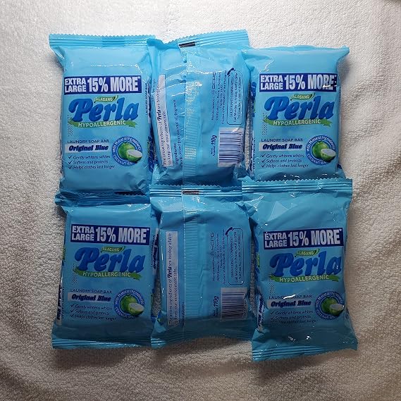 PERLA Original Blue Laundry Bar Soap, 110 grams (6)