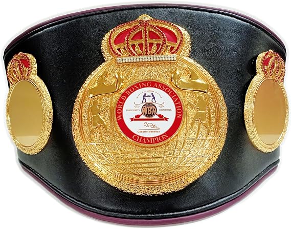 WBA Championship Title Belt | Adult Full Size | 4mm Heavy Zinc Alloy Gold Plates | Genuine Black Leather | World Boxing Association Premium Collector Edition