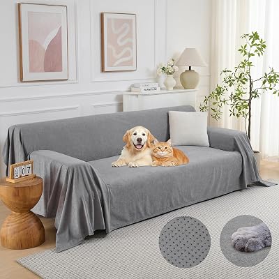 PuTian Couch Cover for Dogs - Waterproof Anti-Scratch Washable Non Slip 3 Cushion Cover Blanket L Shaped Recliner Sectional Arm Chair Sofa Slipcover for Pet Cats Kids, 71X118 Boho Grey