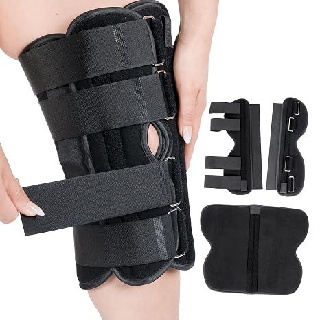 Alpha Medical 14 Long Adjustable Three Panel Orthopedic Knee Immobilizer Supportive & Adjustable Side Panels Knee Brace Stabilizer Knee Immobilization L1830