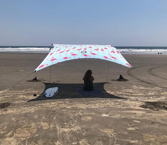Neso Portable Beach Tent Sun Shelter - Lightweight Beach Shade Canopy - Easy Setup for Family Outings - Patented Reinforced Corners - UPF 50+ Sun Protection - 7ft Tall, 9 x 9ft
