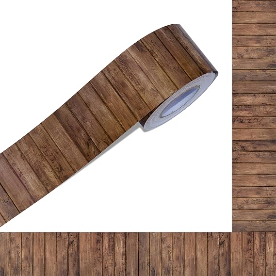 60 Feet Bulletin Board Borders, Wooden Pattern Straight Rolled Border Trim Dark Wood Board Border Decoration for School, Classroom & Offices