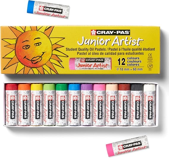 SAKURA Cray-Pas Junior Artist Oil Pastel Set, 12 Colors, Chubbies Size