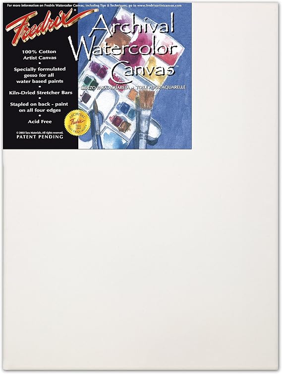 Fredrix 5534 12 by 16-Inch Stretched Watercolor Canvas