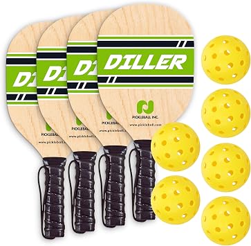 Diller Pickleball Paddle 4 Player Bundle (Set Includes 4 Paddles & 6 Balls)...