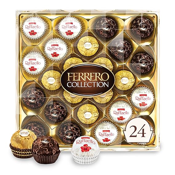 Ferrero Rocher Collection, Fine Hazelnut Milk Chocolates, 24 Count Gift Box, Assorted Coconut Candy and Chocolates, 9.1 oz, Perfect Easter Egg and Basket Stuffers