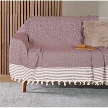 Buldan İşi Kaymaz Pamuklu Koltuk Örtüsü 170x210 Cm Koltuk Şalı Çekyat Kanepe Örtüsü (Mürdüm)